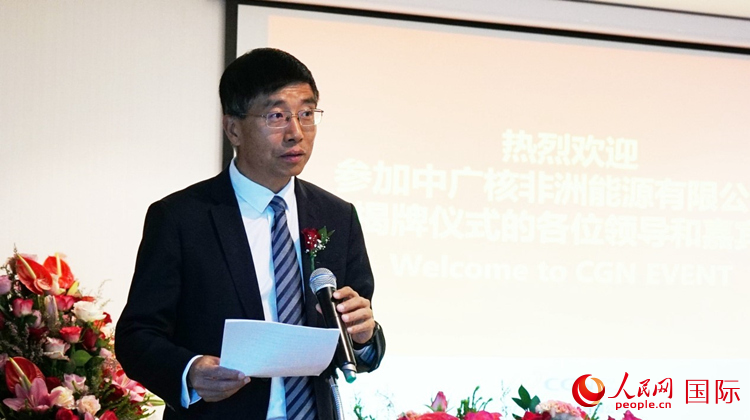 國(guó)家電網(wǎng)公司非洲辦事處主任汪文安致辭。人民網(wǎng) 劉暢攝